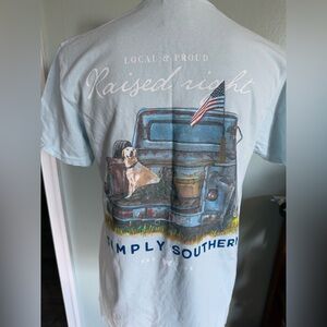 Simply Southern Raised Right Yellow Black Lab Vintage Truck Tee Shirt Size Small